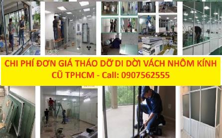 Đơn giá chi phí tháo dỡ di dời vách ngăn nhôm kính cũ tphcm